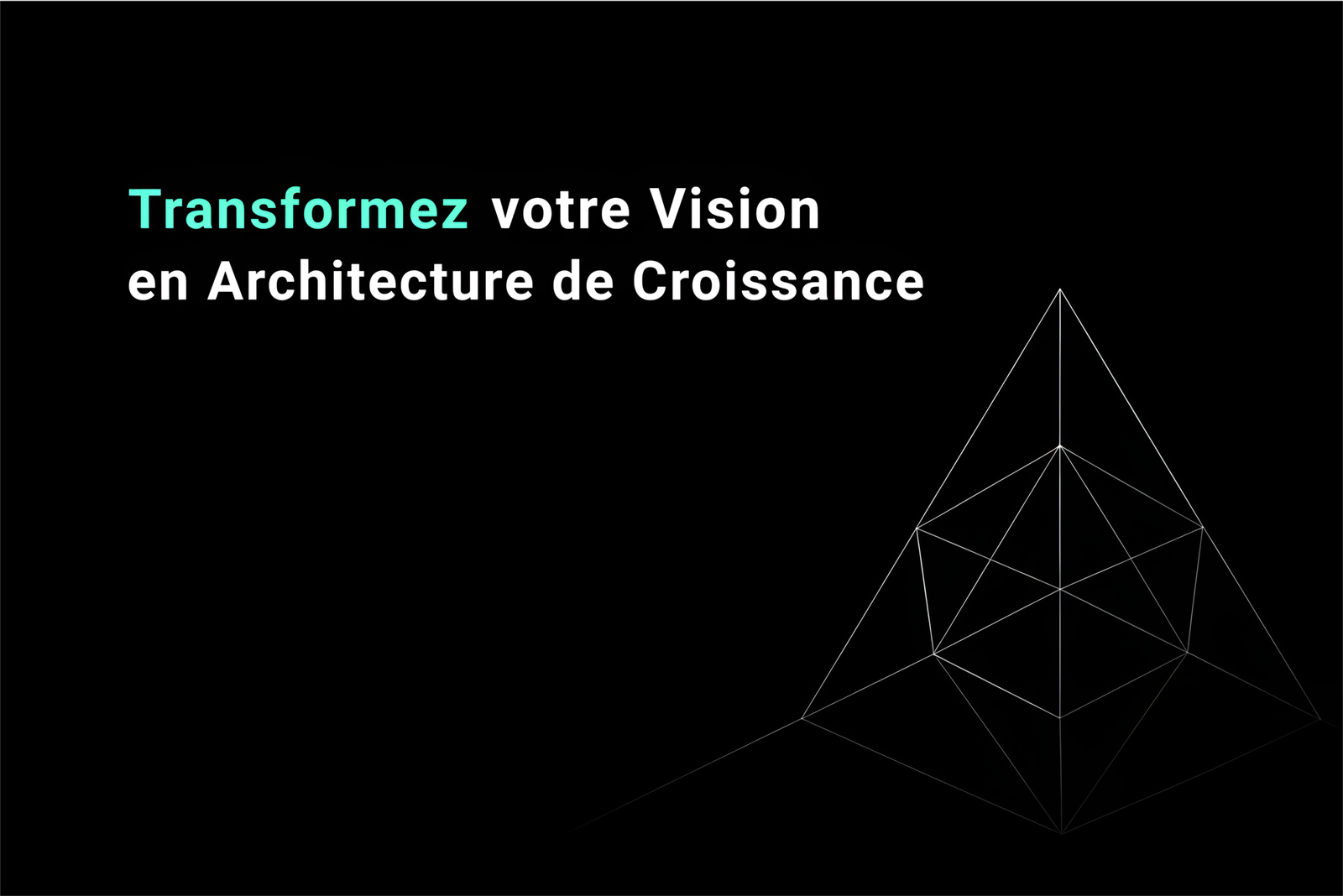 impacts-ai-hero-architecture-croissance-b2b Visuel d’en-tête IMPACTS AI avec slogan et forme géométrique en wireframe évoquant une architecture de croissance.