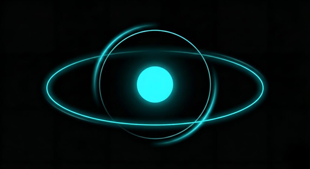 Forme orbitale autour d’un noyau central illustrant l’alignement entre identité de marque et marché cible.